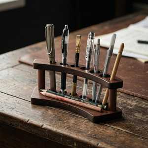 Wooden Pen Holder Desk Organizer Minimalist Design Multiple Slot Capacity Office Supplies Back To School Decor - Product Image 5