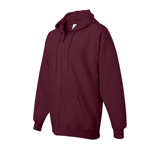 Sweat à capuche zippé pour homme, couleur bordeaux, coupe classique, en molleton de coton, décontracté, pour l'automne - Product Image 2
