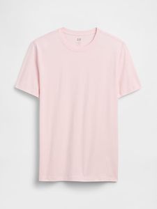 Camiseta de Algodón Jersey para Hombre, Cuello Redondo, Manga Corta, Corte Regular, Color Rosa Sólido, Estilo Casual - Product Image 3