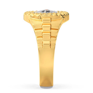 Bague statement en or jaune avec halo de diamants ronds Sunburst - Product Image 2