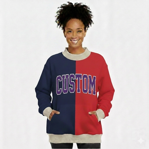 Sweat-shirts à col montant surdimensionnés en coton de haute qualité, style varsity, manches longues, streetwear personnalisé pour femmes - Product Image 2