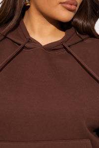 Ensemble survêtement décontracté deux pièces pour femme grande taille : sweat à capuche marron et pantalon de jogging ample - Product Image 5