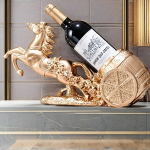 Porte-bouteille à vin en forme de cheval, porte-vin moderne en résine pour comptoir de cuisine ou décoration de bar - Product Image 1