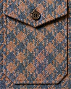 Chemise décontractée pour homme, coupe slim, manches longues, boutonnée, en coton, motif pied-de-poule marron et bleu, qualité supérieure, élégante. - Product Image 3