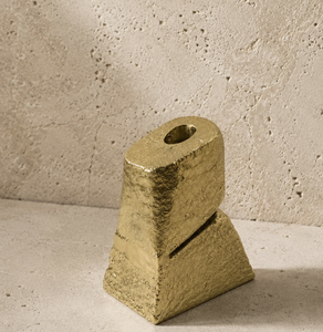Support de bougie conique moderne en métal doré, décoratif, sculptural, pour table, décoration intérieure, centre de table de salle à manger, accent décoratif - Product Image 6
