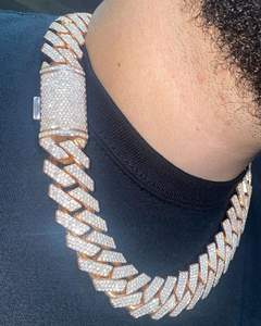 Premium Hip Hop Cuban <b>Chain</b> Necklace <b>Iced</b> <b>Out</b> Moissanite Diamond Jewelry for Men - Product Image 1