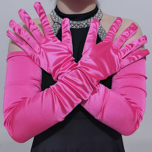 Gants de soirée en satin extensible brillant de 70 cm de long, longueur opéra - Product Image 6