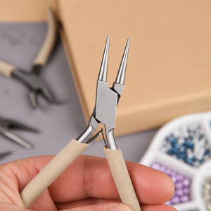 Jewelry Making Supply Kit 8 Piece Fashion Color <b>Pliers</b> <b>Set</b> with Matching Beige Carry Clutch and Craft Tools - Product Image 2