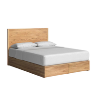 Lit plateforme minimaliste en bois massif le plus vendu avec 2 tiroirs, taille personnalisée, style doux, mobilier de chambre et d'hôtel