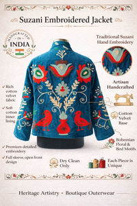 เสื้อแจ็คเก็ตซูซานีปักมือสไตล์วินเทจ ระบายอากาศได้ดี  งานถักลายดอกไม้สไตล์โบฮีเมียน สำหรับแบรนด์แฟชั่นบูติก - Product Image 6