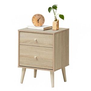 1PC Freestanding <b>Bedside</b> Nightstand with 2 <b>Storage</b> Drawers and Rubber Legs - Product Image 2