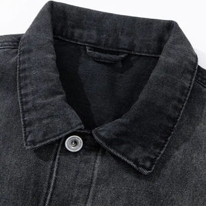 Veste en jean foncé pour homme, coupe classique, col rabattu, bouton unique, coton lavé, style décontracté automne - Product Image 6