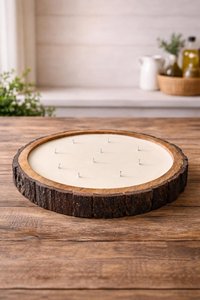 Bol à pâte en bois rond avec bord naturel pour bougies de soja, récipient à cire en bois rustique, décoration d'intérieur et collection de cadeaux - Product Image 2
