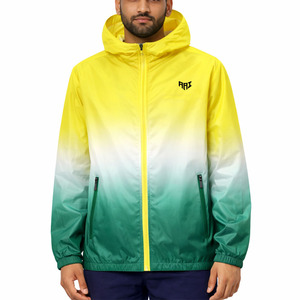 Chaqueta Cortavientos con Capucha para Hombre, Degradado, Ligera, Impermeable, para Exteriores, Logotipo Personalizado, Proveedor Mayorista OEM - Product Image 1