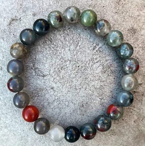 Chakralume Natural African Bloodstone <b>Beaded</b> <b>Bracelet</b> Green for Healing Reiki Energy Jewelry Gift Wholesale 8mm - Product Image 4