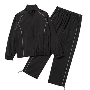 Conjunto Deportivo de Dos Piezas con Diseño de Logotipo Personalizado, Chaqueta Cortavientos con Efecto Arrugado, 100% Poliéster, Transpirable, para Hombre, Venta al Por Mayor - Product Image 1