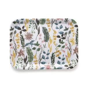 Plateau rectangulaire de luxe en émail, motif floral et oiseaux multicolores, plateau de service en métal pour mariage, événement, restauration, décoration intérieure - Product Image 2