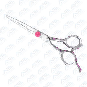 Super-Sharp <b>Blade</b> Hairdressing Shears with Rosebud/Pink-Stone Finish Stainless Steel <b>Barber</b> Hair Cutting Scissors - Product Image 2