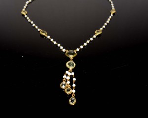 Elegant 18K Gold Plated <b>Brass</b> Bohemian Drop <b>Necklace</b> with Beads Natural Stones for Women's Party Shopping Hinduism - Product Image 5