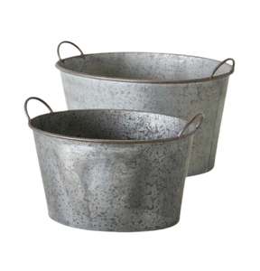 Set of TwoBucket Flower Pot <b>Galvanized</b> Metal Plant <b>Bucket</b> <b>Galvanized</b> Houseware Zinc <b>Bucket</b> Planter Zinc Pots - Product Image 1