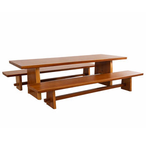 ชุดโต๊ะรับประทานอาหารไม้สักแท้แบบโมเดิร์นสั่งทำพิเศษ 6 ที่นั่ง พร้อมม้านั่ง 2 ตัว ดีไซน์มินิมอล ตกแต่งแบบธรรมชาติ สำหรับเฟอร์นิเจอร์ห้องรับประทานอาหาร - Product Image 5