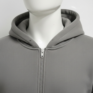 เสื้อฮู้ดผู้ชายผ้าฟลีซสำหรับฤดูหนาว แบบมีซิป สั่งทำได้ ระบายอากาศดี ผ้าคอตตอนผสม สีพื้น ขายดีที่สุด - Product Image 5