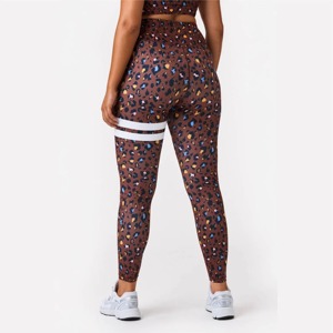 Leggings de Yoga con Estampado de Leopardo, Cintura Alta, Compresión Elástica, Transpirables, de Algodón/Fibra de Bambú, Largura hasta el Tobillo, con Franja Lateral - Product Image 3