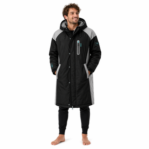 Parka de bain pour adulte avec logo personnalisé OEM, imperméable, thermique, à capuche, pour l'entraînement des équipes de natation et les sports de plage - Product Image 3