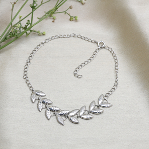 Pulsera de Cadena con Hojas en Tono Plateado para Mujer, Ajustable, Protección para el Tobillo, Pulsera Fina Ajustable, Regalo Moderno, Joyería al por Mayor - Product Image 3