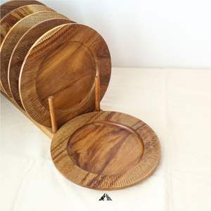 Plato de Madera de Acacia Natural, Plato Redondo de Madera para la Cena, Plato Base para Decoración de Bodas, Vajilla, Bandeja para Servir - Product Image 6