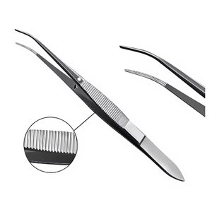 Pinzas Iris Eye para tejido de 4 pulgadas, semicurvas, dentadas, instrumento quirúrgico oftálmico de precisión, acero inoxidable, manual MOL - Product Image 1