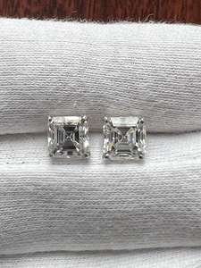 Sparkle 6MM Asscher Cut Moissanite <b>Stud</b> Earrings 925 Sterling <b>Silver</b> For Unisex Birthday Anniversary Wishes Gift for Charms - Product Image 3