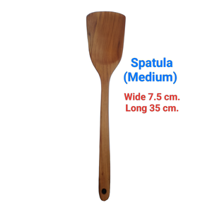 Spatule en bois de teck de taille moyenne, ustensile de cuisine 100% écologique, la plus durable, légère, sans danger pour les aliments, fabriquée en Thaïlande - Product Image 3
