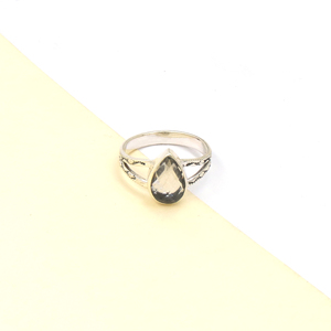 Clear Crystal <b>Quartz</b> Pear <b>Ring</b> Checker Cut – Handmade Silver Plated Gemstone <b>Ring</b>, Statement <b>Ring</b>, Minimalist Boho Brass Jewelry - Product Image 4