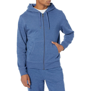 Sweat-shirt à capuche bleu pour homme, coupe classique, décontracté, pour l'automne, avec poche, en coton tricoté - Product Image 1