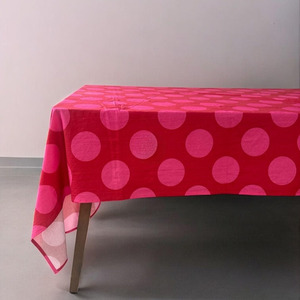 Mantel de lunares, diseño rojo y rosa, cubierta rectangular para mesa de comedor - Product Image 1