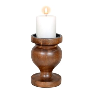 Porte-bougies classiques en bois, faits à la main, en bois naturel, support pour bougies chauffe-plat, centre de table rustique, décoration de maison de style farmhouse, Noël - Product Image 1