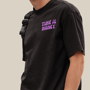 <b>Mens</b> Oversized <b>Black</b> Cotton T <b>Shirt</b> <b>Short</b> <b>Sleeve</b> O Neck Time Is Money Print Casual Jersey Tee Breathable Loose Fit Street Style - Product Image 5