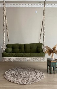 Balançoire de balcon en macramé, Chaise de jardin, Chaise suspendue, Balançoire berçante, Balançoire suspendue pour véranda, Balançoire de balcon, Balançoire de style campagnard - Product Image 4