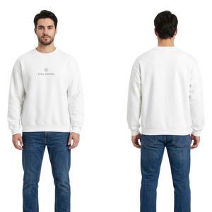 Sudadera Minimalista con Cuello Redondo, Estilo Holgado, Blanca, de Algodón, para Otoño, Uso Casual - Product Image 3