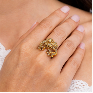 Bagues de déclaration pour enfants, motif animal (visage de grenouille), en or massif 10K, serties de moissanite, de luxe, élégantes, de créateur, personnalisées, style hip-hop et tendance - Product Image 3