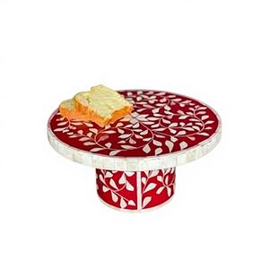 Soporte para Pastel Decorativo Cuadrado con Incrustaciones de Hueso, Ecológico, Rojo y Azul, Estilo Indio, para Bodas y Fiestas, Exportador Mayorista - Product Image 1