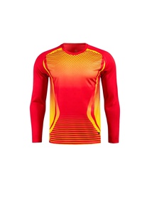 Goalkeeper Long Sleeve Rash Guard Black Red Print Full Sleeve <b>Men's</b> Quick Dry <b>Compression</b> <b>Shirt</b> Adult Sports Top - Product Image 3