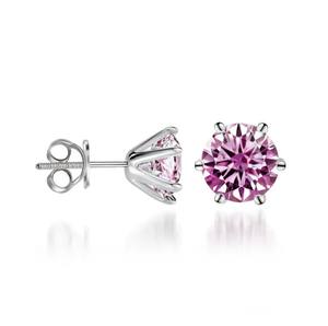 ต่างหูเงินแท้ 925 ชุบทอง 14K ประดับมอสซาไนต์สีชมพู ดีไซน์หรูหรา สำหรับงานแต่งงานและงานปาร์ตี้ - Product Image 1