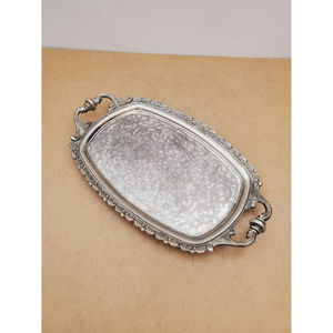 Bandeja de comedor, bandeja decorativa antigua, bandeja elegante, bandeja real, bandeja decorativa vintage, bandeja decorativa plateada, bandeja de servir de metal - Product Image 1