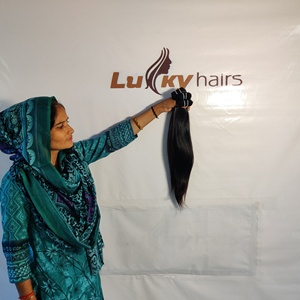 Extensions de cheveux humains indiens lisses de qualité supérieure, noirs naturels, Remy, ondulations souples, entièrement alignées, double trame, soyeuses - Product Image 5