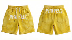 Shorts cargo amples en coton 100% respirant et à séchage rapide, style hip-hop, imprimé avec le nom de la marque, style streetwear. - Product Image 5