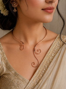 Collier en fil de cuivre fait main avec motif en spirale, motif de défilement exquis, bijoux en métal de luxe - Product Image 6
