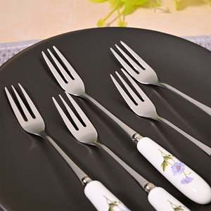 Daisies Bloom Eco-Friendly Ceramic Dessert <b>Forks</b> (Set of 6) Mini Luxury Style Metal Fruit <b>Forks</b> Cute and Luxurious Design - Product Image 6