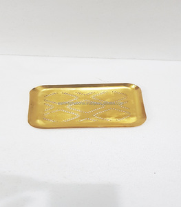 Gold Plated Rectangle Decorative Tray Abstract Pattern Modern Design Single Piece <b>Home</b> Decor - Product Image 1